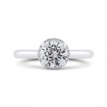 Shah Luxury 14K White Gold Round Diamond Engagement Ring (Semi-Mount)