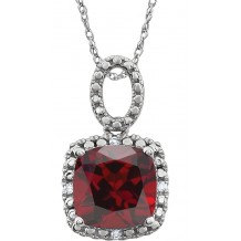 14K White Mozambique Garnet & .03 CTW Diamond 18 Necklace