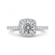 Shah Luxury 14K White Gold Round Cut Diamond Halo Engagement Ring (Semi-Mount)