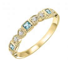 Gems One 10Kt Yellow Gold Diamond (1/10Ctw) & Blue Topaz (1/4 Ctw) Ring