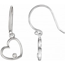 14K White .03 CTW Diamond Heart Earrings