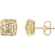 14K Yellow 1/10 CTW Diamond Cluster Earrings