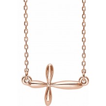 14K Rose Sideways Cross 16-18 Necklace