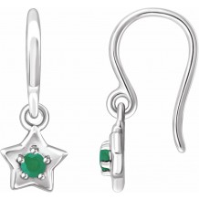 14K White 3 mm Round May Youth Star Birthstone Earrings