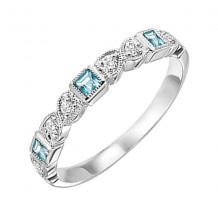 Gems One 14Kt White Gold Diamond (1/12Ctw) & Blue Topaz (1/6 Ctw) Ring