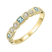 Gems One 10Kt Yellow Gold Diamond (1/10Ctw) & Aquamarine (1/6 Ctw) Ring