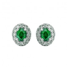 Gems One 10Kt White Gold Diamond (1/6Ctw) & Emerald (3/8 Ctw) Earring