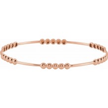 14K Rose 3.66 mm Beaded Bangle 7 Bracelet