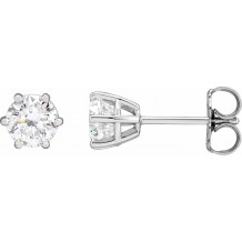 14K White 5 mm I1 1 CTW Diamond 6-Prong Wire Basket Earrings