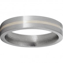 Titanium Flat Band with a 1mm Sterling Silver Inlay and Satin Finish