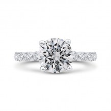 Shah Luxury Round Cut Diamond Floral Engagement Ring In 14K White Gold (Semi-Mount)