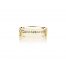 Henri Daussi 6mm Men's Wedding Band MB135 14k Gold Yellow 0.30 Ctw.