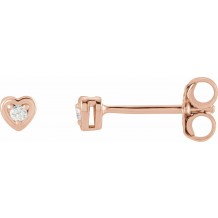 14K Rose .03 CTW Diamond Youth Heart Earrings