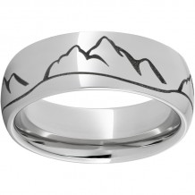 Serinium Domed Band with Mountain Range Laser Engraving