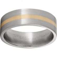 Titanium Flat Band with a 2mm 14K Yellow Gold Inlay and Satin Finish