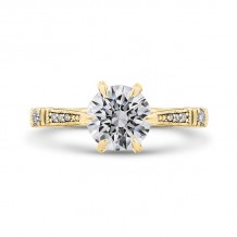 Shah Luxury 14K Yellow Gold Round Cut Diamond Engagement Ring (Semi-Mount)