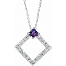 14K White Amethyst & 3/8 CTW Diamond 16-18 Necklace