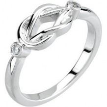 14K White .06 CTW Diamond Knot Ring