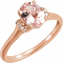 14K Rose Morganite & .05 CTW Diamond Ring