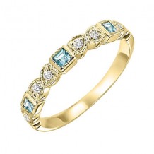 Gems One 14Kt Yellow Gold Diamond (1/12Ctw) & Aquamarine (1/8 Ctw) Ring