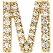 14K Yellow .08 CTW Diamond Single Initial M Earring