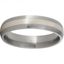 Titanium Domed Band with a 2mm Sterling Silver Inlay and Satin Finish
