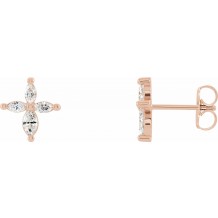 14K Rose 1/3 CTW Diamond Cross Earrings