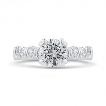 Shah Luxury 14K White Gold Round Cut Diamond Engagement Ring (Semi-Mount)