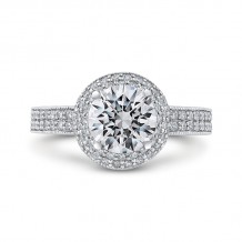 Shah Luxury Round Cut Diamond Engagement Ring In 14K White Gold (Semi-Mount)