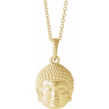 14K Yellow 14.7x10.5 mm Meditation Buddha 16-18 Necklace