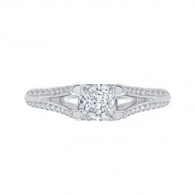 Shah Luxury 14K White Gold Princess Diamond Engagement Ring with Split Shank (Semi-Mount)