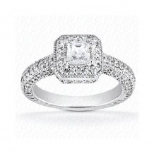 14k White Gold Diamond Semi-Mount Halo Engagement Ring