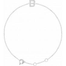 14K White .07 CTW Diamond Initial B 6-7 Bracelet