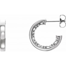 Platinum 16x2.6 mm Vintage-Inspired Hoop Earrings