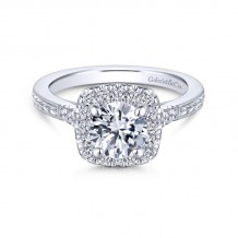 Gabriel & Co. 14k White Gold Victorian Halo Engagement Ring