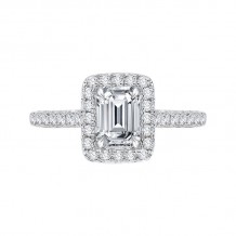 Shah Luxury Emerald Cut Diamond Halo Engagement Ring In 14K White Gold (Semi-Mount)