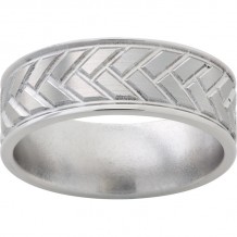 Titanium Rounded Edge Band with Milled Woven Pattern and Satin Finish