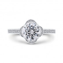 Shah Luxury 14K White Gold Round Diamond Halo Engagement Ring (Semi-Mount)