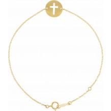 14K Yellow Pierced Cross Disc 7-8 Bracelet