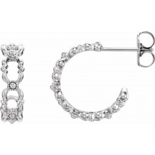 14K White Quatrefoil Hoop Earrings