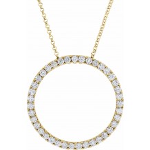 14K Yellow 1 CTW Diamond Circle 18 Necklace