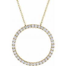 14K Yellow 1 CTW Diamond Circle 18 Necklace