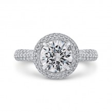 Shah Luxury 14K White Gold Round Diamond Double Halo Engagement Ring (Semi-Mount)