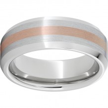 Serinium Beveled Edge Band with 2mm 14K Rose Gold Inlay and Satin Finish