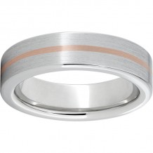 Serinium Pipe Cut Band with 1mm 14K Rose Gold Inlay