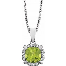 14K White Peridot & .05 CTW Diamond 18 Necklace