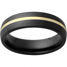 Black Diamond Ceramic Domed Band with 1mm 18K yellow gold Inlay