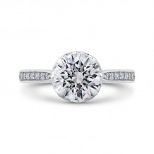 Shah Luxury 14K White Gold Round Diamond Engagement Ring (Semi-Mount)