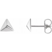 14K White Pyramid Earrings