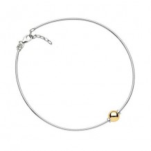 Sterling Silver 14K Gold Single Bead Anklet